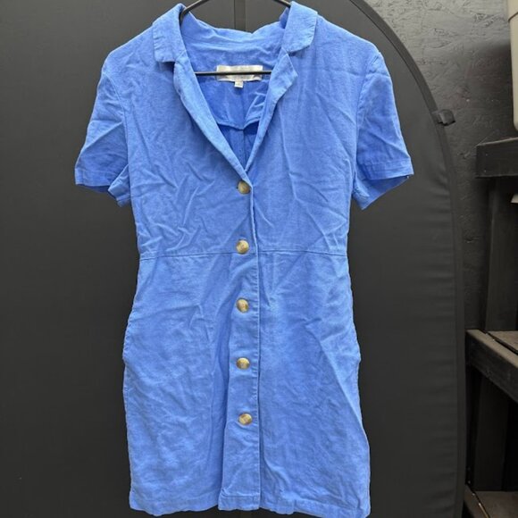 Love Tree Blue Linen Blend Dress - Picture 1 of 5